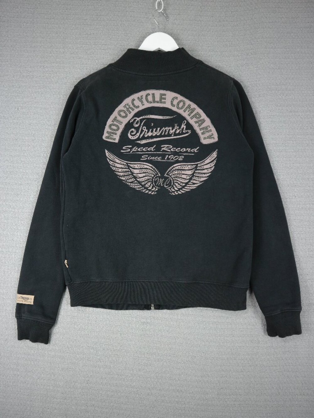 Triumph Cotton Zip Up Track Jacket Wings Motorcycle Company Rhinestone Medium